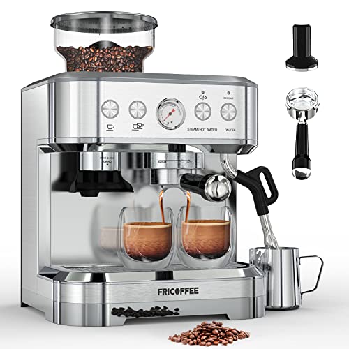 Espresso Machine with Grinder Espresso Maker Stainless Metal with Milk Frother Cappuccino Machine Semi Automatic Espresso Machine.