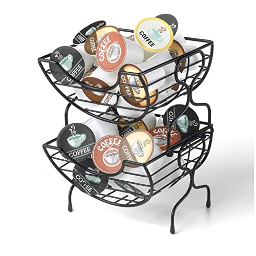 2-Tier Wire Coffee Pod Holder for Home and Office - Compatible with Okay-Cups.