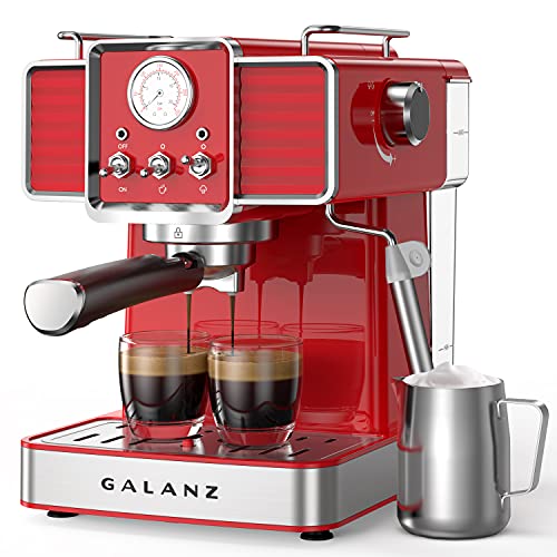 Galanz Retro Espresso Machine with Milk Frother, 15 Bar Pump Professional Cappuccino and Latte Machine
