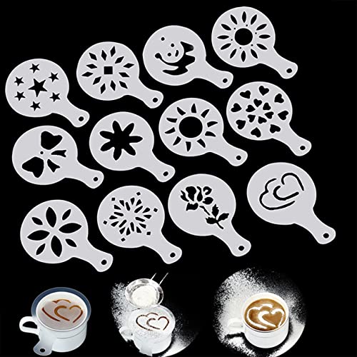 Elevate Your Coffee Art with 12 Reusable Coffee Stencils - Perfect for Decorating Lattes, Cappuccinos, Cakes, Mousse, Hot Chocolate, and More!