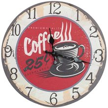 Retro Coffee Time: Red Co. Vintage Wooden Coffee 25 Cents Wall Clock