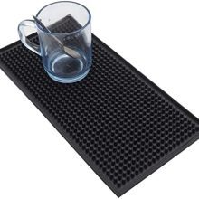 Reusable Bar Mat for Coffee Maker Mats, Countertop Spill Mats, 6" x 12" Black Dish Drying Mat.