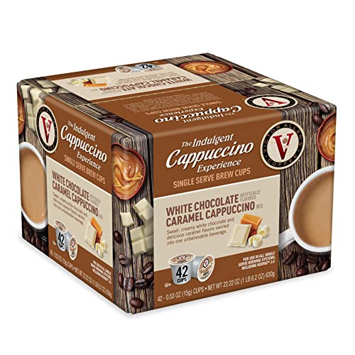 Indulge in Decadence with Victor Allen's Coffee White Chocolate Caramel Flavored Cappuccino Combine - 42 Single Serve Cups for Keurig K-Cup Brewers