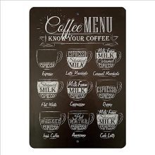 "Know Your Espresso Menu" Metal Signs Wall Art -8 x 12" Humorous Classic Espresso Signal for Home, Kitchen, Bar, Cafe Decor - Retro Farmhouse Design- Rustic Tin Wall Signal for Espresso Store -Christian Presents! 