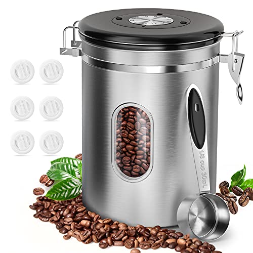 HOKEKM Airtight Coffee Canister, Stainless Steel Container