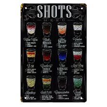 Shots (8) Sign Bar Decor - Vintage Metal Bar Signs 8 x 12"