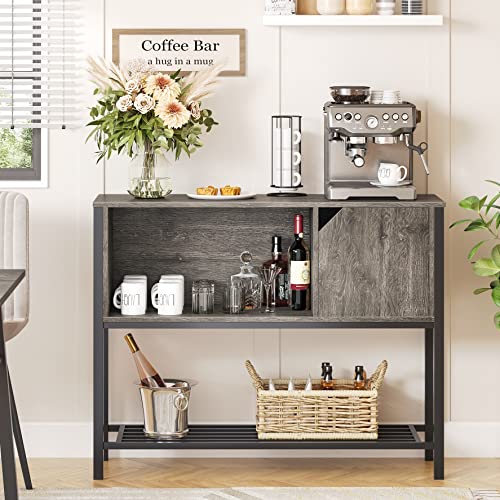 Gray Adjustable Shelved Buffet Cabinet with Storage, Suitable as Kitchen Sideboard, Coffee Bar, Console Table, or for Dining Room, Living Room, Hallway, or Entrance.