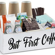 Wood Coffee Station Organizer, Coffee Bar Equipment Organizer Countertop, Coffee Caddy for Coffee Bar Decor, Coffee Pod Holder Storage Field for Coffee Capsule Pod, Sugar, Cups, Workplace Coffee Station.