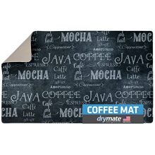 Protect Your Countertops with Style: Coffee Maker Mat, Absorbent & Waterproof (12" x 20") - Java Chalkboard Design.