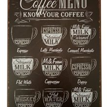 Creative Tin Indicators Coffee Menu Know Your Coffee Vintage Tin Sign Rustic Wall Decor Classic Tin Indicators Wall Artwork Retro Poster Steel Tin Sign Dwelling Decor Storage Kitchen Bar Restaurant 5.5x8 Inch.