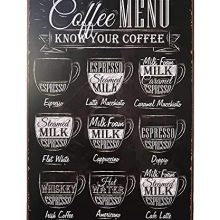 PEPYJAN Retro Metal Tin Wall Decor - Coffee Menu Artwork for Stylish Kitchen, Bar, and Home - 8x12 Inches