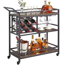 Elevate Your Home Bar: FATORRI Bar Cart with Wine Rack and Glasses Holder