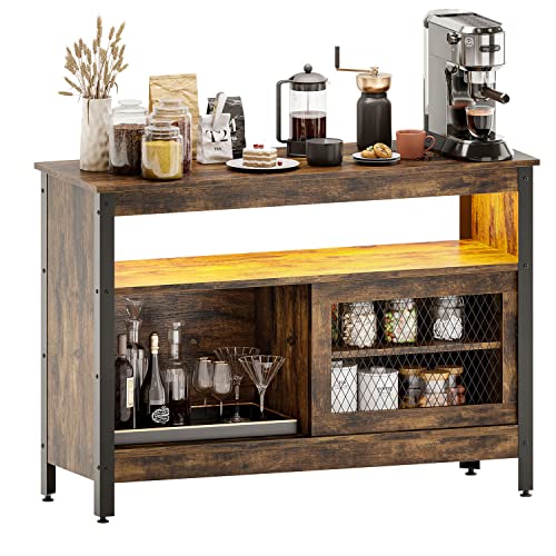 Farmhouse Buffet Cabinet Coffee Bar - Bestier , Storage Cabinet with Open Compartment, and Console Table Cupboard