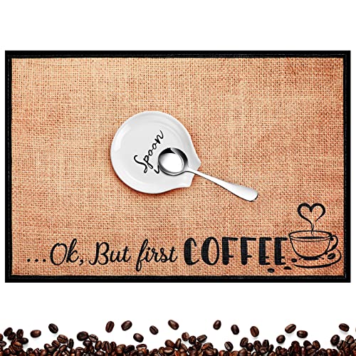 3 Items Coffee Spoon Rest Rustic Bar Mat and Set Farmhouse Teaspoon Holder Station Ceramic Humorous Tray Equipment Decor Rests, one dimension.