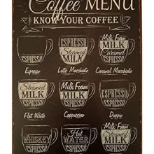 Espresso Menu Know Your Espresso Tin Sign Wall Retro Metal Bar Pub Poster Bar Decor Equipment Beer Membership Wall Decorations Metal Tin Indicators 12 X 8Inches.