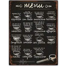 Free Pintree Original Retro Design 15 Coffee Recipe Menu Wooden Indicators Wall Artwork, Pure Picket Board Print Poster Wall Ornament for Cafe/Kitchen/Coffee Nook/Coffee Pot.