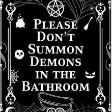 Gothic Metal Tin Bathroom Sign - Vintage and Funny Retro Decor for Halloween and Home Coffee Wall Decor (6x8 Inch).
