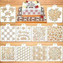 Konsait 10Pack Cake Stencil Templates - Creative Cake and DIY Craft Decoration