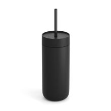 Fellow 16 oz Carter Cold Travel Mug - Matte Black stainless steel tumbler with ceramic coating, spill-resistant lid, and built-in straw