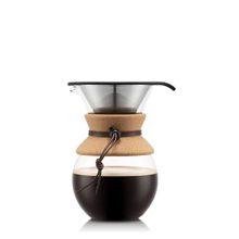 34 Oz Bodum Pour Over Coffee Maker with Reusable Stainless Steel Filter and Cork Grip, Made in Portugal