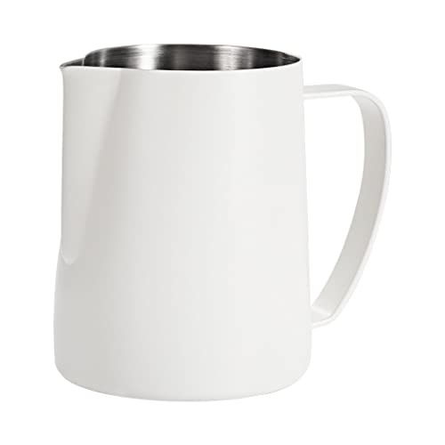 Dianoo 350ml Stainless Steel Milk Frothing Pitcher with Dripless Spout and Classic White Finish