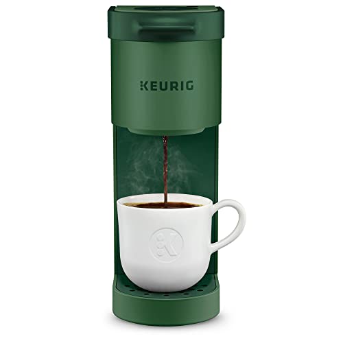 Keurig K-Mini Single Serve Coffee Maker in Evergreen Color, showcasing its compact design and sleek matte finish