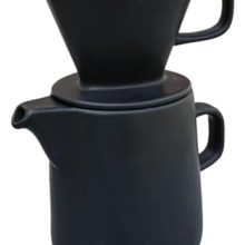 Handcrafted Porcelain Pour-Over Coffee Maker Set in Black – Artisan Barista Style, Featuring a 30 oz Carafe and Durable Ceramic Dripper Cup