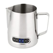 Stainless Steel Milk Frothing Pitcher with Thermometer – 600ml (20oz) for Perfect Latte Art and Cappuccinos