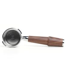 KNODOS 58mm Bottomless Portafilter for Gaggia Espresso Machines with Premium Walnut Handle and Double Shot Filter Basket Included