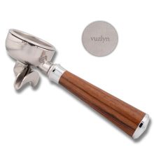 VUZLYN 58mm Dual Spout Portafilter with Ergonomic Wooden Handle and Stainless Steel Filter Basket, Compatible with E61 and Popular Espresso Machines