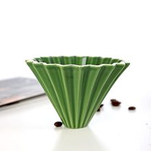 Origami Ceramic Pour Over Coffee Dripper in Green – Eco-Friendly, Manual Brew Maker for 1-2 Cups Coffee