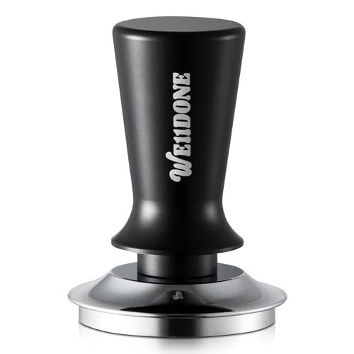 WE11DONE 51mm Coffee Tamper with calibrated spring, premium 304 stainless steel base, and anodized aluminum handle, designed for precise espresso preparation