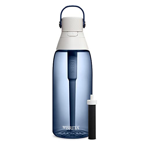 Brita Hard-Sided Plastic Premium Filtering Water Bottle in Night Sky, 36 oz, with a built-in filter to reduce chlorine taste and odor