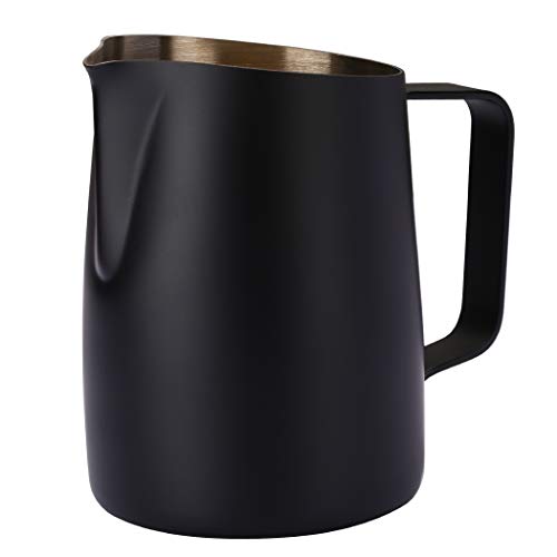 Dianoo Black Stainless Steel Espresso Steaming Pitcher 14.2 OZ - Ideal for Latte Art and Coffee Drinks