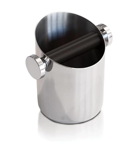 Rocket Espresso Knock Box – Durable Stainless Steel Coffee Grounds Disposal Container with Non-Slip Rubber Base