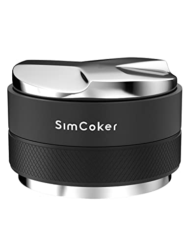 58mm SimCoker Espresso Distributor & Tamper with Dual-Head Design, Adjustable Depth, and Stainless Steel Base, Perfect for Breville Portafilters.