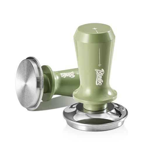 58mm Green Espresso Tamper with Calibrated Spring-Loaded Mechanism and 100% Stainless Steel Base for Consistent Coffee Grounds Compression