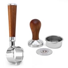 JCM 54mm Bottomless Portafilter Set with Rosewood Handle, Includes Tamper and Puck Screen, Compatible with Breville Espresso Machines