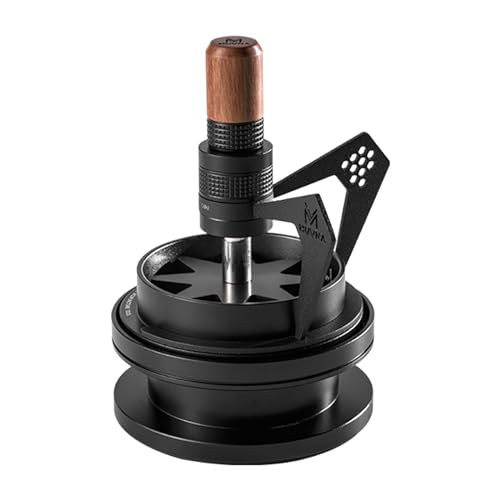 58mm WDT Espresso Distribution Tool with Adjustable Height, Dosing Ring, and Walnut Wood Handle for Precise Coffee Stirring