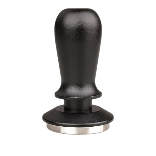 53mm Premium Black Espresso Tamper with Calibrated Spring-Loaded Mechanism and 100% Stainless Steel Base for Consistent Coffee Grounds Compression