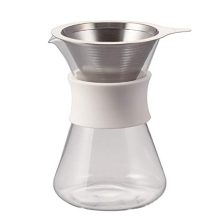Hario 'Simply Hario' 400ml Glass Coffee Maker with Stainless Steel Filter and Silicone Band – Pour-Over Dripper Set