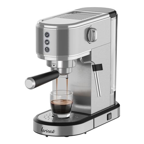 Compact Stainless Steel Espresso Machine with Milk Frother – 20 Bar Pressure