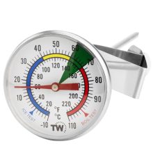 Milk Thermometer with Stainless Steel Probe – Color-Coded Temperature Zones for Accurate Coffee and Milk Steaming