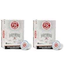 Fire Department Coffee Vanilla Bourbon Coffee Pods - 24-Count K-Cups. Non-alcoholic bourbon infused coffee with rich vanilla flavor, roasted in the USA, and veteran-owned.