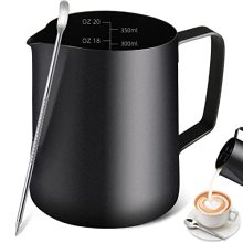 12oz Stainless Steel Milk Frothing Pitcher with Latte Art Pen - Ideal for Espresso Machines and Coffee Art 