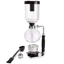 Brewing with the LUEUR Glass Siphon Coffee Maker, showcasing its heat-resistant glass construction and precise vacuum brewing process