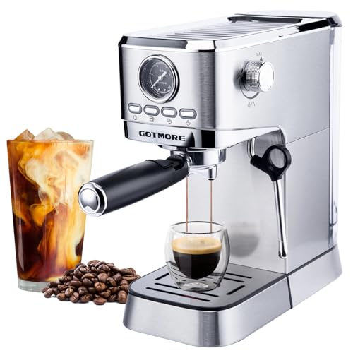 Compact Stainless Steel Espresso Machine with Milk Frother – Ideal for Brewing Lattes and Cappuccinos