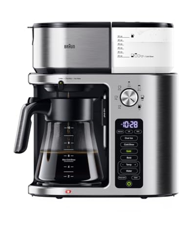 Braun MultiServe Plus 10-Cup Pod-Free Drip Coffee Maker with Cold Brew, 7 Brew Sizes, Hot Water Function, and FastBrew Technology in Black