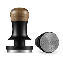 MHW-3BOMBER 53mm Espresso Coffee Tamper with triple spring mechanism, stainless steel base, and ergonomic wooden handle