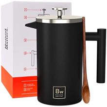 Barista Warrior Insulated French Press with Built-In Thermometer – Sleek Stainless Steel Coffee Maker (1.0L | 34 fl oz)